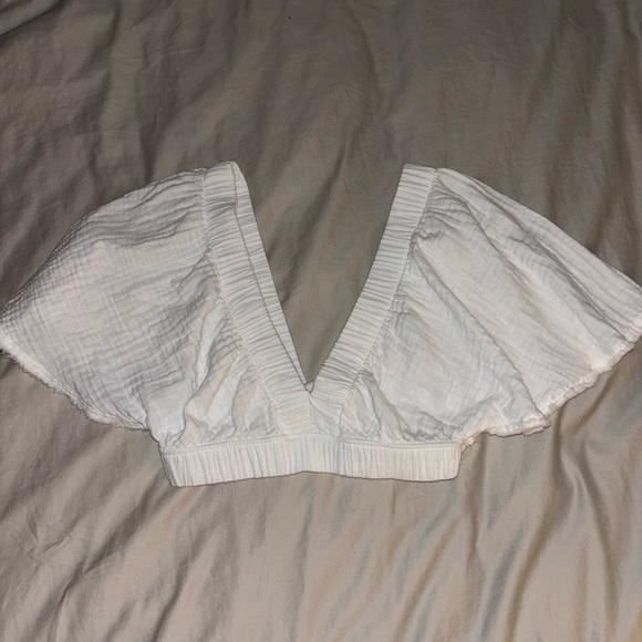 aerie Tops - Aerie White V-Neck White Crop Blouse